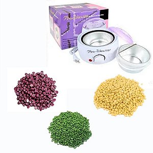 Kit Aquecedor Cera Quente Panela Elétrica + 1 Pct Cera 300g