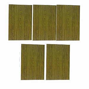 5 Placas 3d Madeira  Adesivo Auto Relevo 70x69,5 Cm Marrom