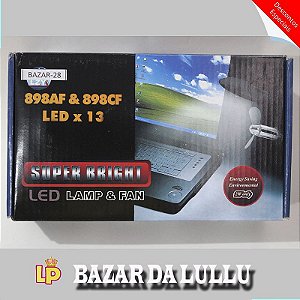 Luminária Flexível Usb 13 Led + Mini Ventilador Para PC - PRETA