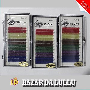 Kit 3 Caixas de Cílios DaDiva Fio a Fio Colorido