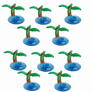 Kit com 10  Boias Porta Copo Coqueiro Inflável para Piscina