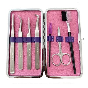 Kit 4 Pinças Designer Cílios Lash Premium Estojo Navina
