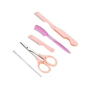 Kit 4 Em 1 Navalha Dermaplane Design Sobrancelha Tesoura