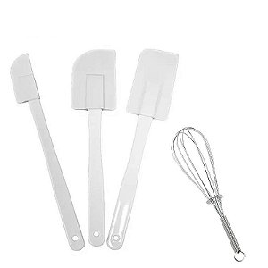 Kit 3 Espátulas Culinária Cozinha Plástica 1 Batedor Fuê