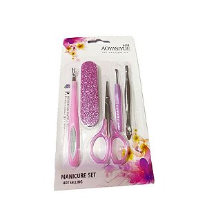 Kit 2 Em 1 Manicure Tesoura Lixa Pinça Design Sobrancelhas