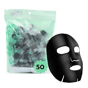 50 Máscaras Desidratadas Preta Facial  De Carbono E Bambu