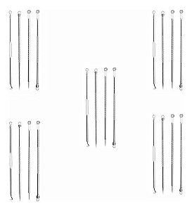 5 Kit C/4 Extrator Cureta Tira Acne Cravos E Espinha Limpeza