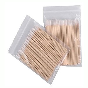 200 Palitos Algodão Limpeza Henna Micro Designer Sobrancelha
