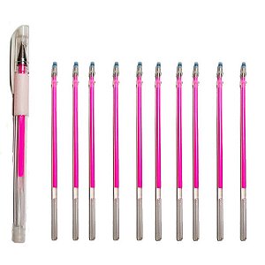 1 Caneta Marcadora Gel Rosa Microblading + 10 Recarga Refil