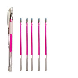 1 Caneta Marcadora Gel Rosa Microblading + 5 Recarga Refil