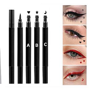 Kit 3 Canetas Delineadora Gatinho Olhos E Carimbo 2 Em 1 2ml