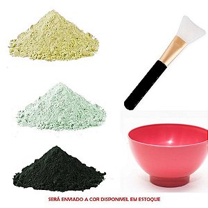 Kit 1kg De Argila Limpeza Facial E Corporal + Pincel E Pote