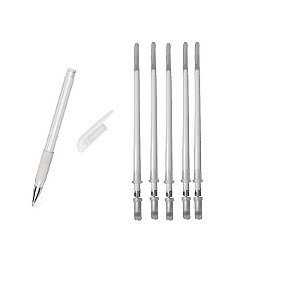 1 Caneta Marcadora Gel Branca Microblading + 5 Recarga Refil