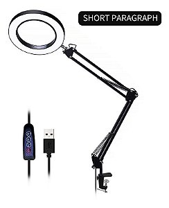 Ring Light Iluminador + Lupa Anel 16cm Com Braço Articulado