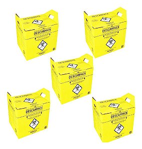 5 Caixas Coletora P/ Material Perfurocortante 13l Descarpack