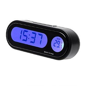 Relógio E Medidor Temperatura Carro Automotivo Lcd Digital