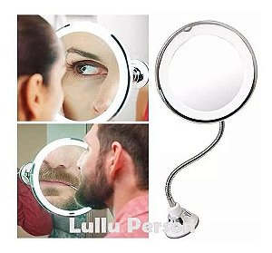 Espelho Led 360 Flexível 10x Aumento Ventosa Maquiagem Barba