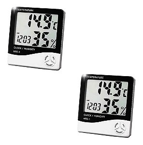 2 Higrômetro Relógio Digital Medidor Umidade Temperatura