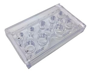 1 Porta Batoque Retangular  Acrílico 12 Furos