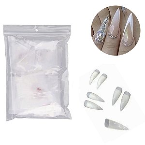 500 Tips Estileto Unha Gato Curva Transparente Estiletto