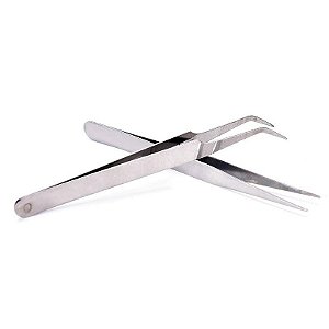 Kit 2 Pinça Extensão E Alongamento De Cilios Curva E Reta