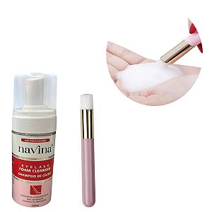 Kit Lash Shampoo Extensão Cílios Limpeza Escova Pincel