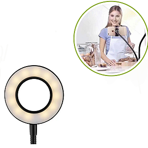 Iluminador De Luz Mesa Led Suporte P/ Celular 9cm Usb