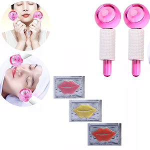 Esfera Gelada Vidro Massagem Facial 10 Mascara Colágeno Boca