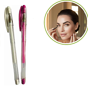 2 Canetas Marcadora Gel Branca Rosa Microblading Sobrancelha