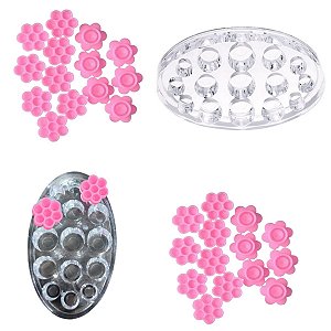 Kit Porta Batoque Acrílico + 100 Batoque Flor Cola Cílios