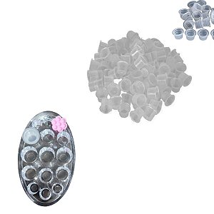 Kit Porta Batoque Acrílico + 100 Batoques M Micro Tatuagem