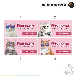 ETIQUETA ESCOLAR  Gatinhos de óculos
