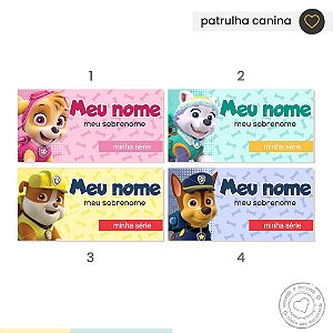 ETIQUETA ESCOLAR  Patrulha Canina