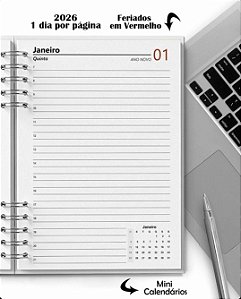 Agenda neutra 1 dia por página kit 20 unidades