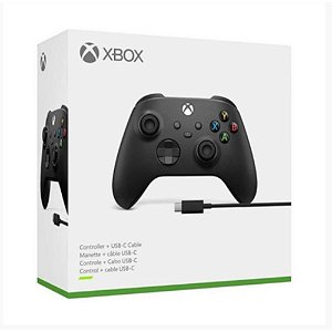 Controle Preto Sem Fio Microsoft + Cabo USB Xbox Series Novo