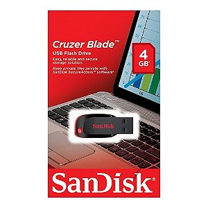 Pen Drive Cruzer Blade 4 GB SanDisk Novo
