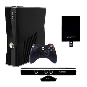 Xbox 360 Slim 500GB 1 Controle e Kinect Seminovo