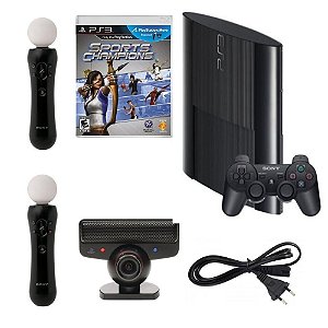 Playstation 3 Super Slim 250GB 3 Controles/Câmera Eye/Jogo Seminovo
