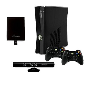 Xbox 360 Slim 120GB 2 Controles e Kinect Seminovo