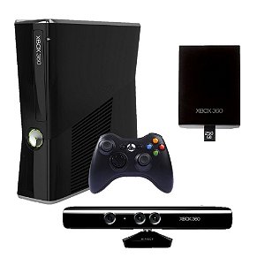 Xbox 360 Slim 250GB 1 Controle e Kinect Seminovo
