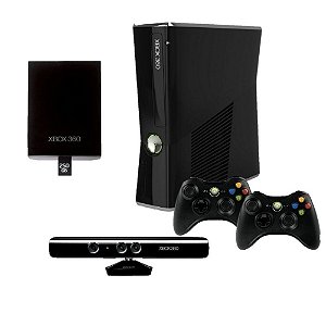 Xbox 360 Slim 250GB 2 Controles e Kinect Seminovo