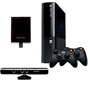 Xbox 360 Super Slim 120GB 2 Controles e Kinect Seminovo
