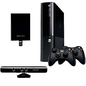 Xbox 360 Super Slim 500GB 2 Controles e Kinect Seminovo