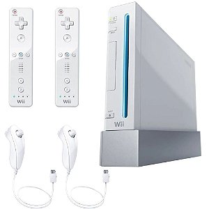 Nintendo Wii Branco com 2 Controles Usado