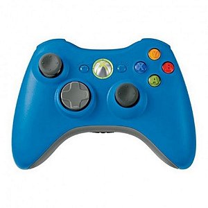 Controle Xbox 360 Sem Fio Azul Microsoft Usado
