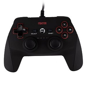 Controle Para PC e PS3 Double Shock Fighter Preto USB 2.0 Dazz Novo