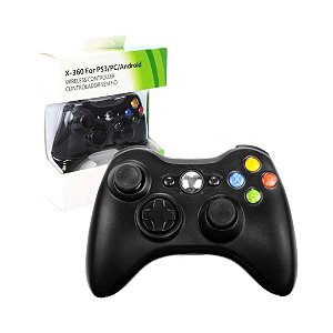Controle Preto Sem Fio Paralelo Xbox 360 Novo