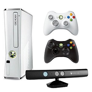 Xbox 360 Slim 4GB 2 Controles Kinect Branco Seminovo