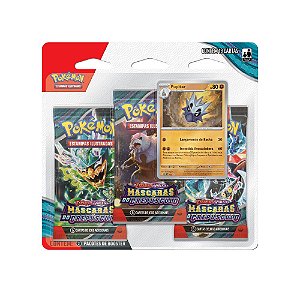 Triple Pack Pokemon Pupitar Escarlate e Violeta 6 Mascaras de Crepusculo Novo