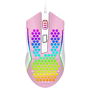 Mouse Reaping Elite Redragon RGB Rosa Com Branco